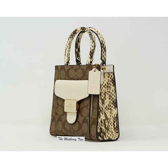 COACH PEPPER Mini Crossbody Signature Canvas Snakeskin Leather C7227 NWT $378 - Picture 3 of 16